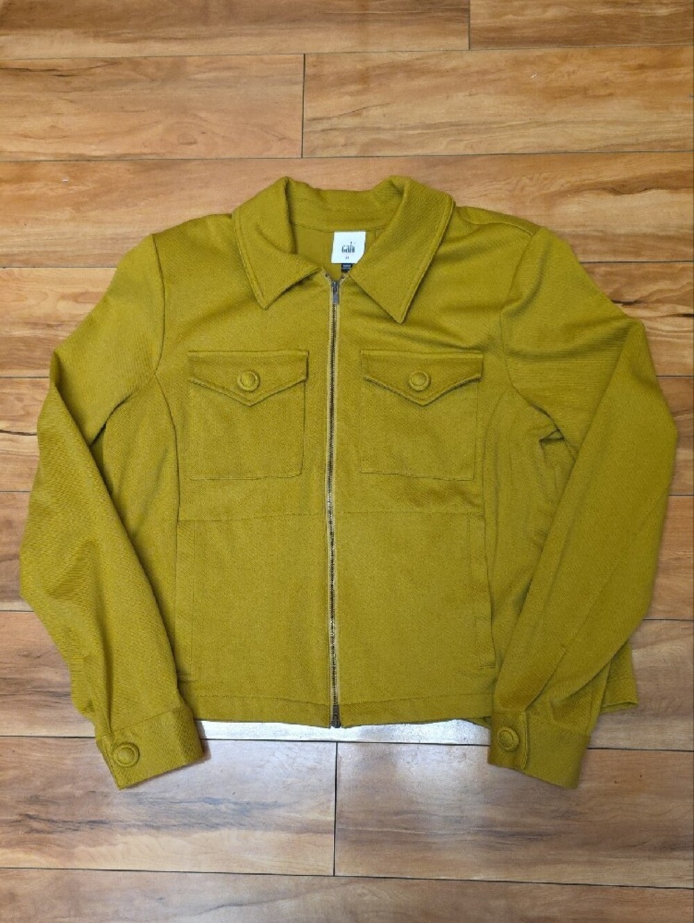 Cabi Touring Zip Up Jacket Knit Moto Utility Coat Moss Green Size M #4117